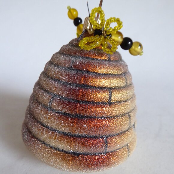 NEW VINTAGE SUGARED BEE HIVE HONEY BEE CHRISTMAS ORNAMENT SET DEPT. 56 - Picture 7 of 13